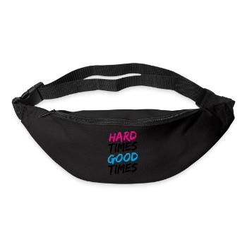 « Hard Times Good Times » en rose, noir et bleu - Sac banane - noir - Devant