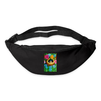 Bird in its nest surrounded by flowers - Bum bag - black - Front