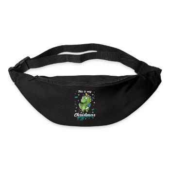 Dinosaurier Trex Pyjama Weihnachten Schlafen - Gürteltasche - Schwarz - Vorne
