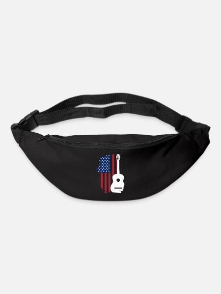 USA Flagge Gitarre - Gürteltasche - Schwarz