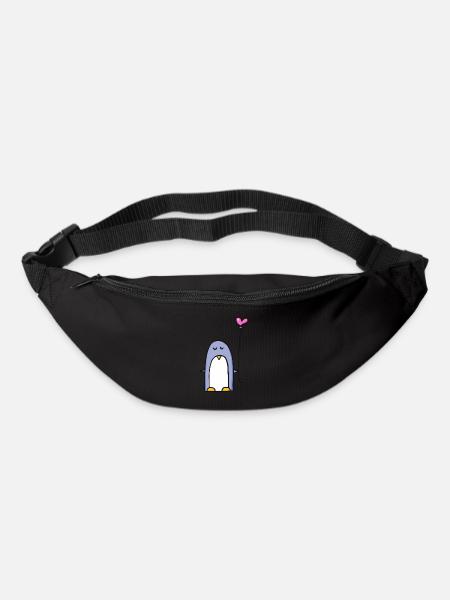 Pinguin mit Herzballon - Gürteltasche - Schwarz