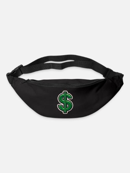 Grüner Dollar-Patch Stickerei - Gürteltasche - Schwarz