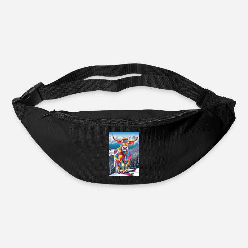 Kuh im Skigebiet - Gürteltasche - Schwarz