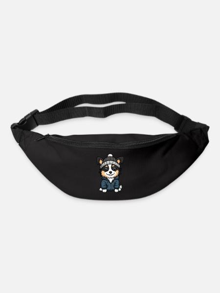 Australischer Schäferhund Cartoon - Gürteltasche - Schwarz