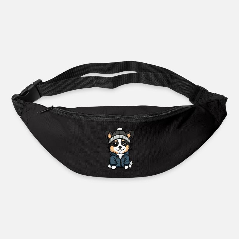 Australischer Schäferhund Cartoon - Gürteltasche - Schwarz