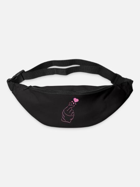 Finger heart k-pop K-drama 2 couleurs custom - Sac banane - noir