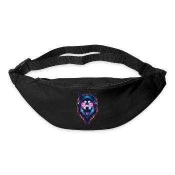 Fröhlicher Hund mit Sonnenbrille und Kopfhörer - Gürteltasche - Schwarz - Vorne