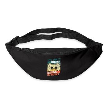 Level Complete Einzelkind Bruder Geburt Geschenk - Gürteltasche - Schwarz - Vorne