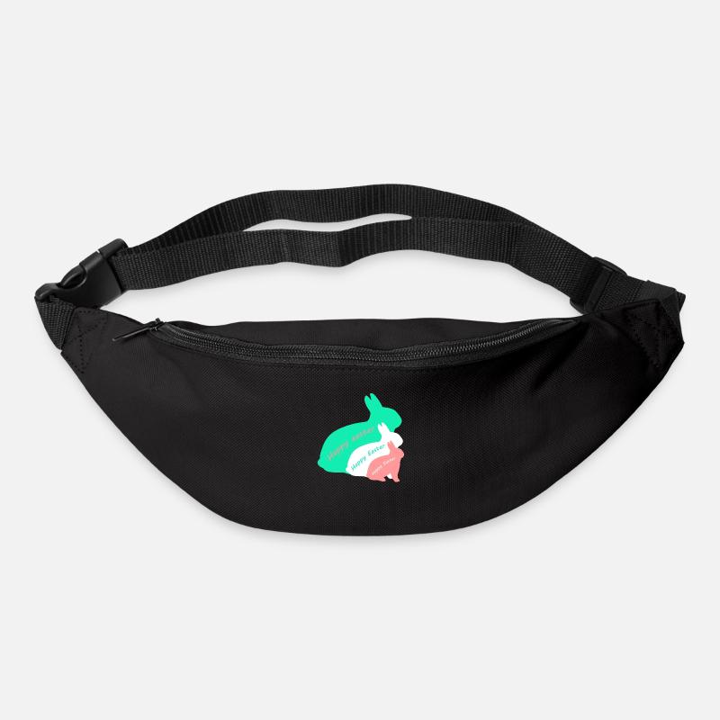 Happy Easter - three rabbits - Bum bag - black
