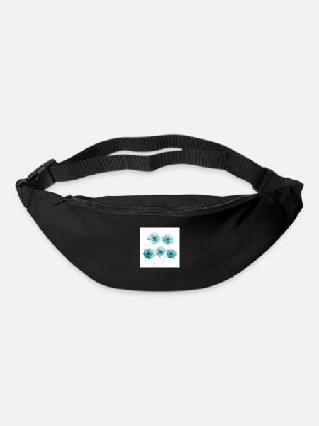 Poppy Flowers White Green - Bum bag - black