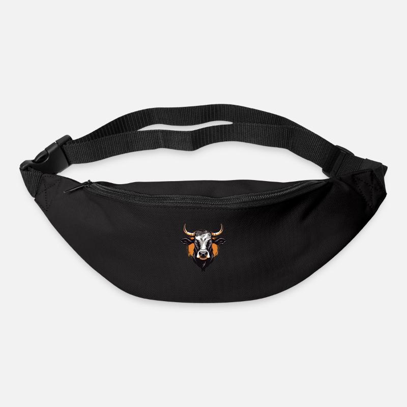 Illustration de tête de vache - Sac banane - noir