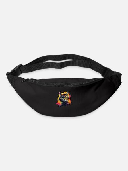 Katzen Design mit Kopfhörer für Katzen und Musik - Gürteltasche - Schwarz