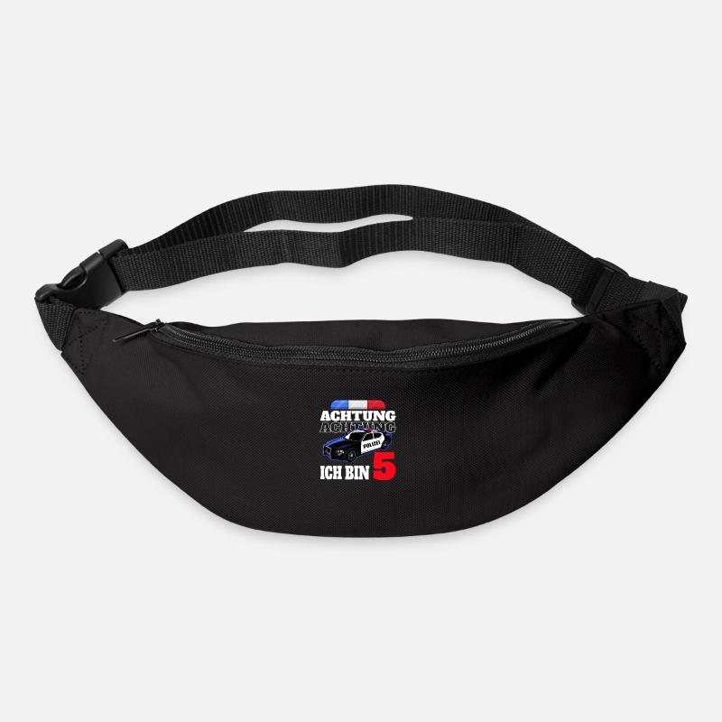 5 Geburtstag Polizei Polizeiauto Junge Geschenk - Gürteltasche - Schwarz