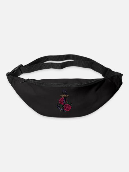 Anker und Rosen - Gürteltasche - Schwarz