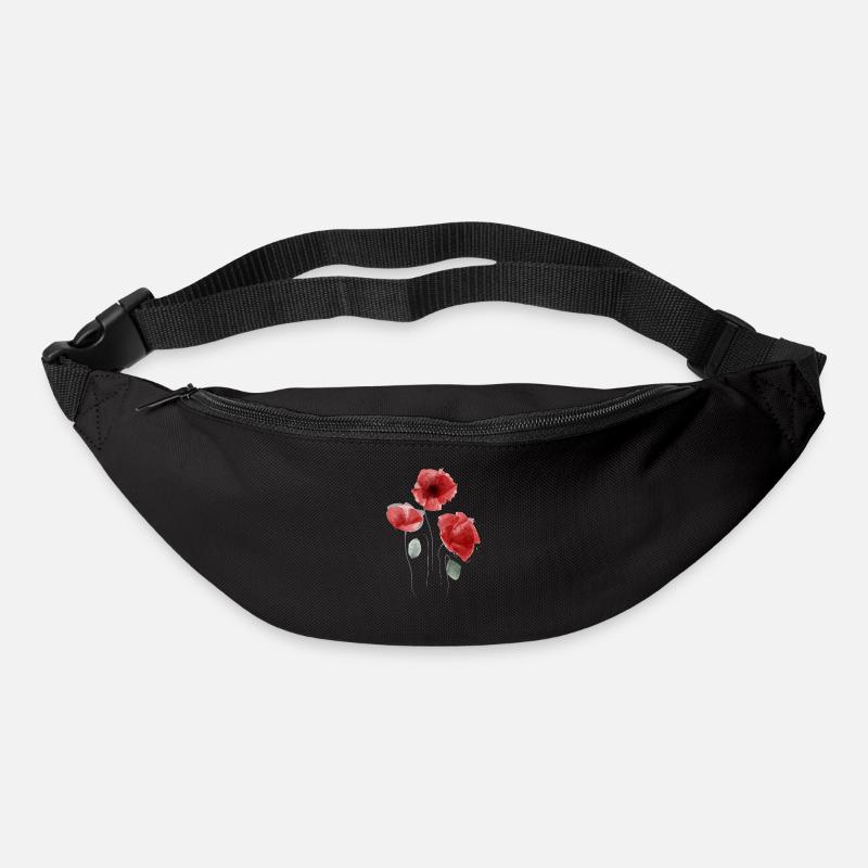 Mohn Aquarell - Gürteltasche - Schwarz