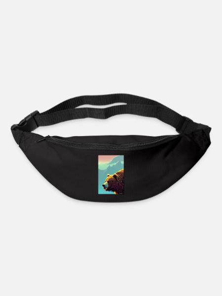 Ours Grizzly Ours brun Prédateur Forêt de faune 4 - Sac banane - noir