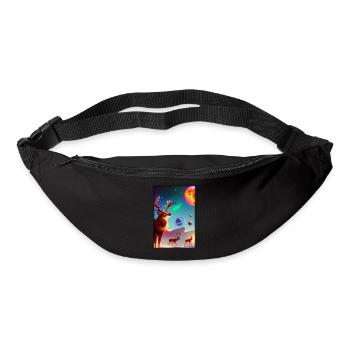 Reindeer Christmas Space Galaxy Universe Map - Bum bag - black - Front