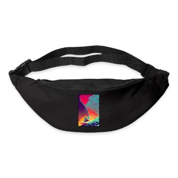 Surfer fille fille femme planche de surf vagues mer - Sac banane - noir - Devant