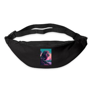 Löwe Vaporwave Retro Sonne Strand Tier 80s 90s - Gürteltasche - Schwarz - Vorne
