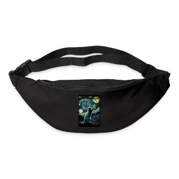 Katze Van Gogh Style Mond Sterne Nachts - Gürteltasche - Schwarz - Vorne
