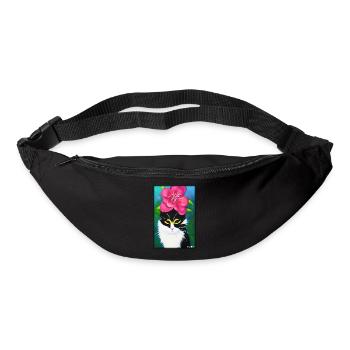Katze Blume Natur Blüte Garten Katzenliebe Kater - Gürteltasche - Schwarz - Vorne