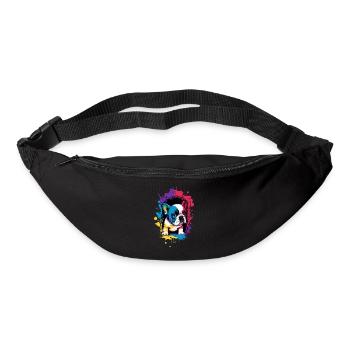 Mignon chiot bouledogue français coloré - Sac banane - noir - Devant