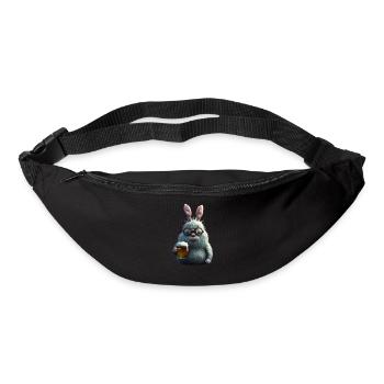 Drôle de lapin de Pâques avec bière - Sac banane - noir - Devant