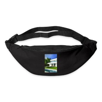 Villa blanche avec piscine - Sac banane - noir - Devant