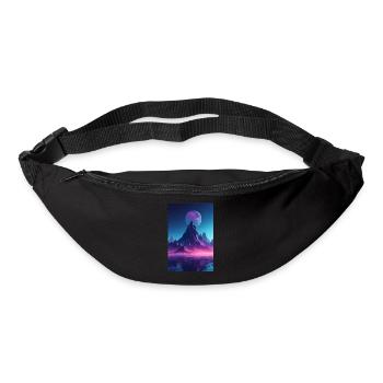 Retro Bergmelodie: Eine Synthwave Ode an der See - Gürteltasche - Schwarz - Vorne