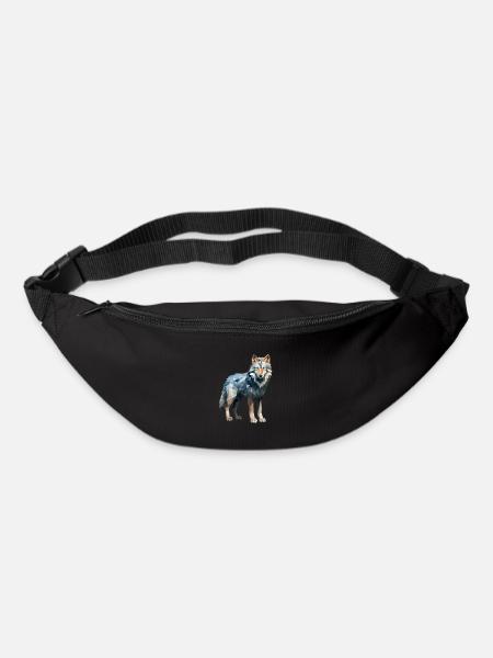 Dessin géométrique Wolf - Sac banane - noir