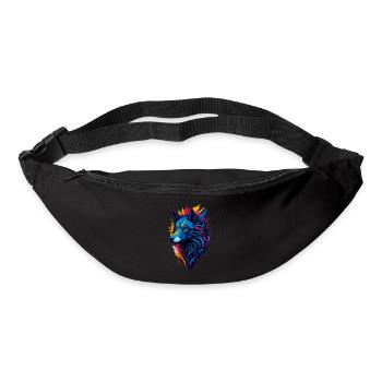 colorful abstract wolf - Bum bag - black - Front