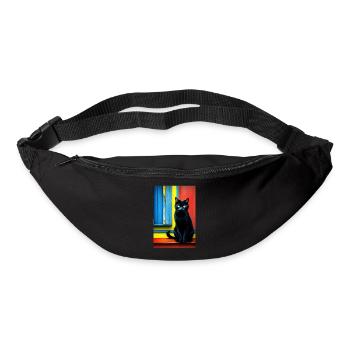 Black cat in front of the window - Bum bag - black - Front