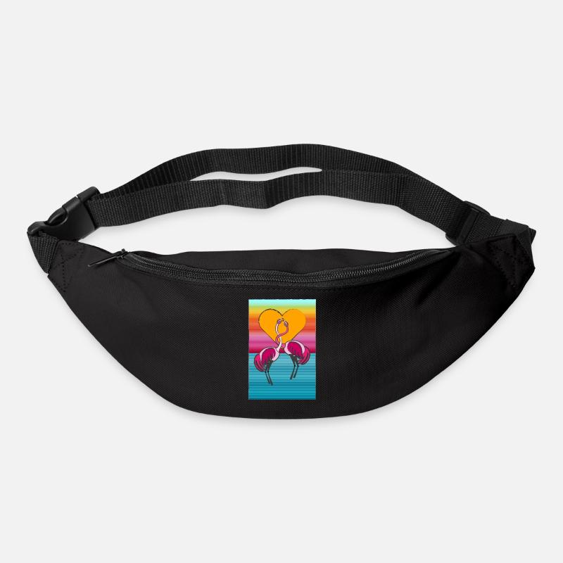2 Liebende Flamingos - Gürteltasche - Schwarz
