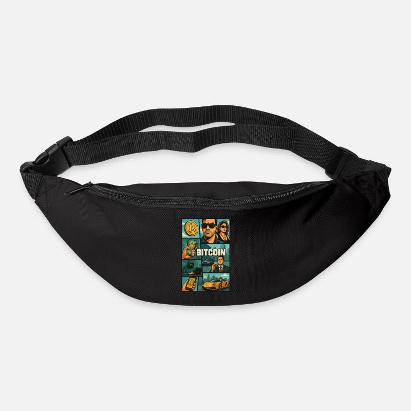 20250507 0850 Bitcoin in GTA Style simple compo - Gürteltasche - Schwarz