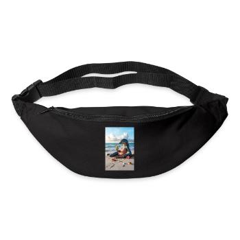 Humanoider Delfin am Strand - Gürteltasche - Schwarz - Vorne