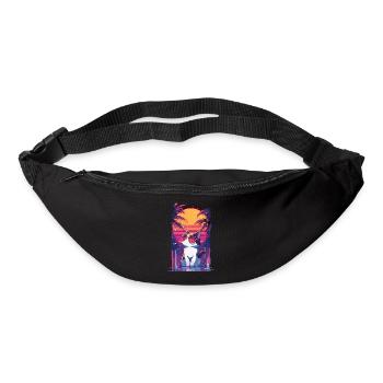Katzen Neon Sonnenuntergang - Gürteltasche - Schwarz - Vorne