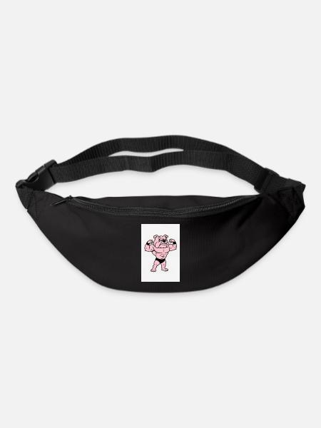 Pink Muscle Bulldog Pose - Bum bag - black