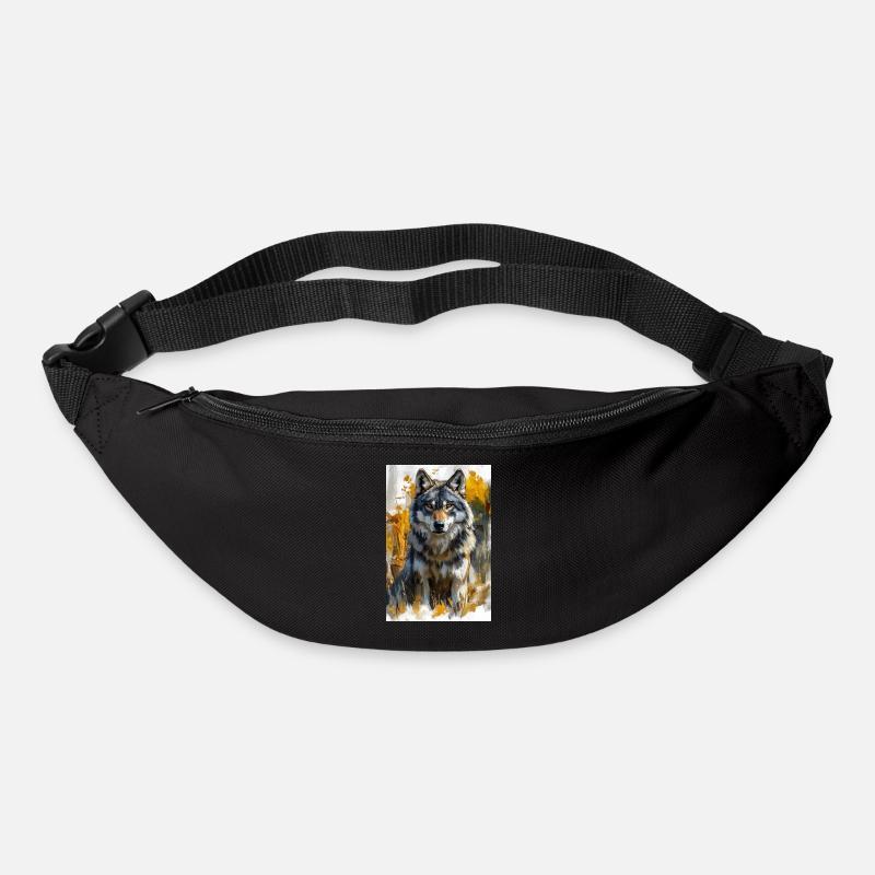 Illustration of a wolf - Bum bag - black