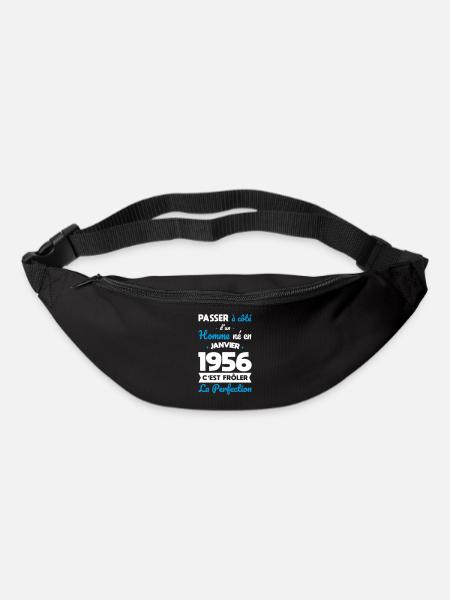 Anniversaire 70 ans - Né en Janvier 1956 - Sac banane - noir