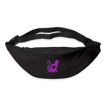 Violett Katze herz silhouette katzenlover black - Gürteltasche - Schwarz - Vorne