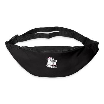 Lustiges Bauerngeschenk essen Schlaf reiten Pferde wiederholen - Gürteltasche - Schwarz - Vorne