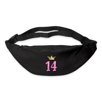 14 Zahl Trikot Krone - Gürteltasche - Schwarz - Vorne