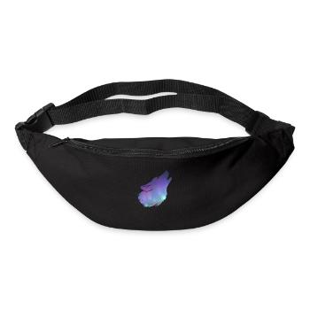 Wolf howling with Northern Lights effect - Bum bag - black - Front