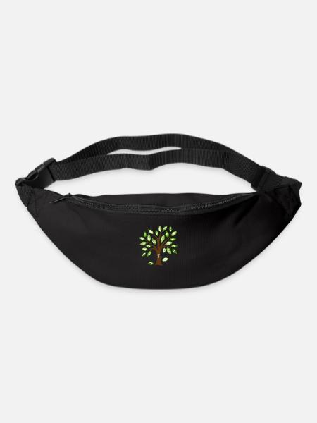 Arbre feuilles alphabet - Sac banane - noir
