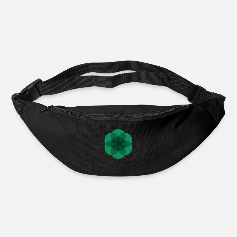 Fleur de vie verte - Sac banane - noir