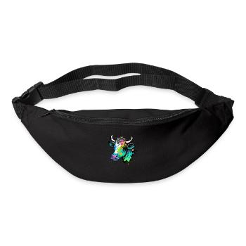 Kuh Kopf Bunt Zeichnung - Gürteltasche - Schwarz - Vorne