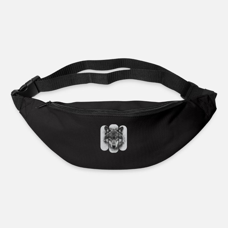 Triptychon Schwarz-Weißer Wolf - Gürteltasche - Schwarz
