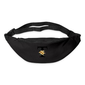 Lettre t floral tournesol - Sac banane - noir - Devant