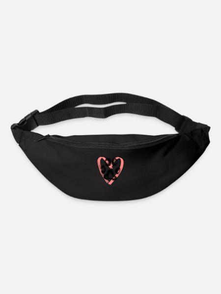 Paw print with heart, pink - Bum bag - black