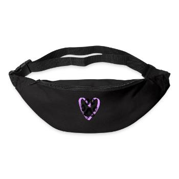 Paw print with heart, purple - Bum bag - black - Front